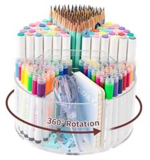 Acrylic Pen Holder for Desk, 360 Degree Rotating Pencil Holder for Marker