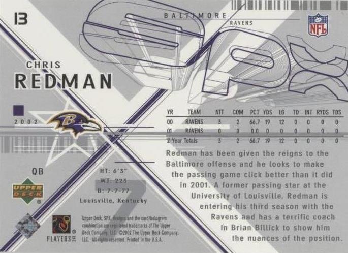 2002 SPx Chris Redman #13