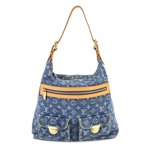 LOUIS VUITTON Monogram Denim Buggy GM Shoulder Bag Blue M95048 Purse 90242441