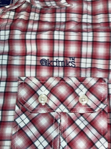 Boys Akdmks Button Down Shirt Size 8 Small Red Stripes - Picture 6 of 12
