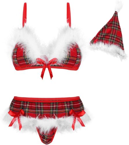 Red Christmas Womens Sexy Lingerie Santa Nightwear Sleepwear Fancy Dress Outfit - Picture 78 of 205