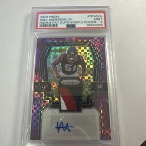 2023 Prizm Will Anderson Purple Power /49 RPA Rookie Patch Auto -  PSA 9