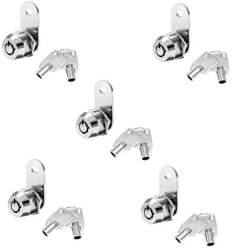 Set di CINQUE serrature a camme tubolari; cassetta degli attrezzi armadio cassetto cassaforte, serratura camper, camper - Foto 1 di 26