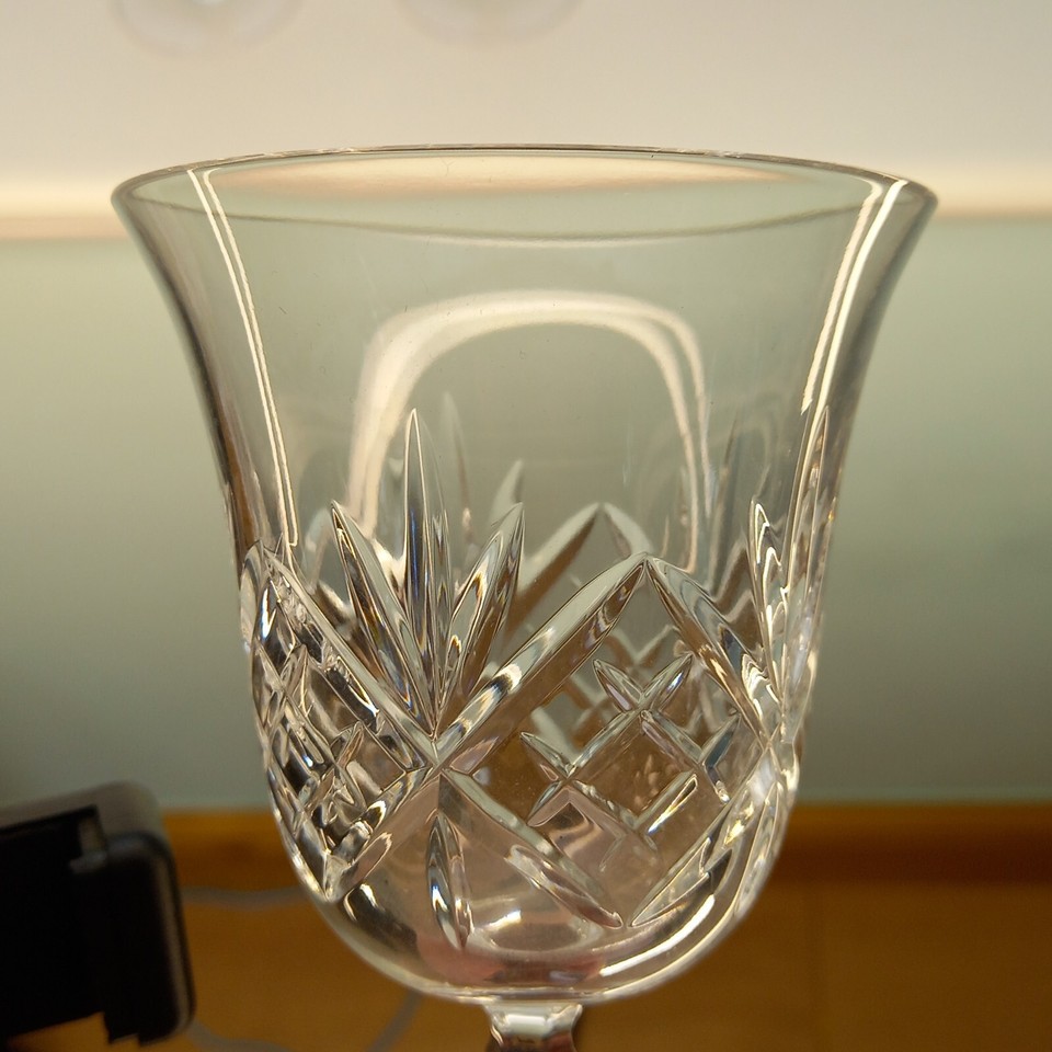 6x Zawiercie Cut Crystal Wine Glasses 18.75cl 17cm Height Clear Glass