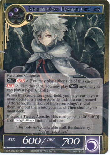 Force of Will TCG - BFA - Gil Lapis Double sided Card #80 Super Rare - Picture 2 of 2