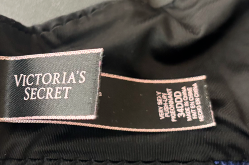 Sujetador acolchado de encaje negro/azul muy sexy push-up Victoria's Secret para mujer, talla 34 DDD - Imagen 15 de 16
