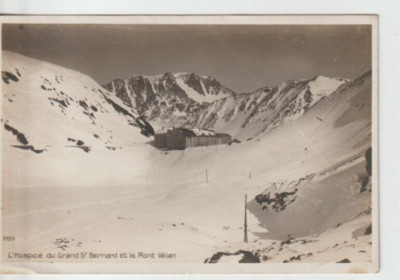 ST BERNARD HOSPIZ, MONT VELAN, SCHWEIZ S/W POSTKARTE