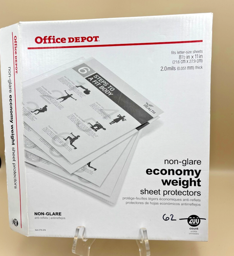 Office Depot Non-Glare Economy Weight 2mil 8.5x11 Sheet Protectors 62 Count
