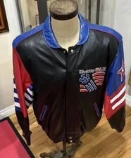 1994 Jeff Hamilton World Cup Team USA All Leather  Reversible Soccer Jacket Mens