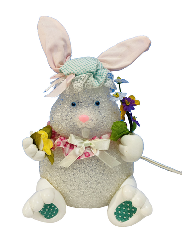 Vintage Mrs Easter Bunny Plastic Melted Popcorn Lighted Plug-In