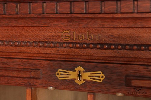 Globe Antique Oak Roll-Top Apothecary or Post Office File Cabinet - Picture 6 of 12