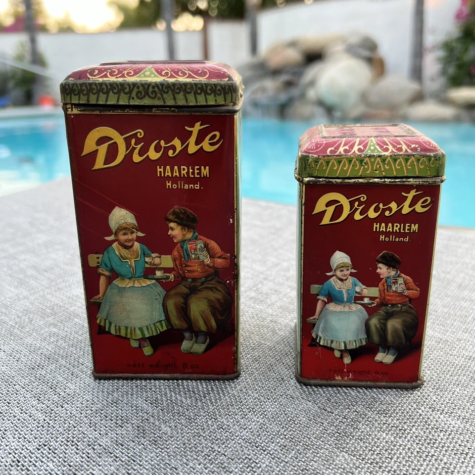 Vintage Droste Cocoa Collectible Holland Tin Canisters Lot of 2 - Image 4 of 4
