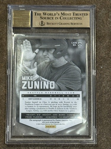 2012 Elite Extra Edition Orange Status#103 Mike Zunino #d 5/10 BGS 9.5/10 Gem - Picture 2 of 2