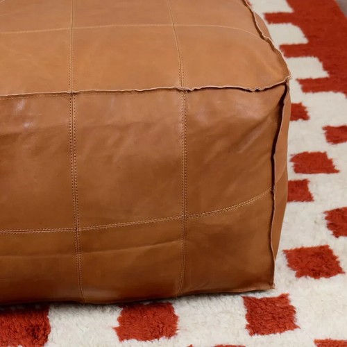 Goat Leather Moroccan Pouffe Ottoman Unstuffed Footstool New Genuine Handmade - Picture 1 of 10