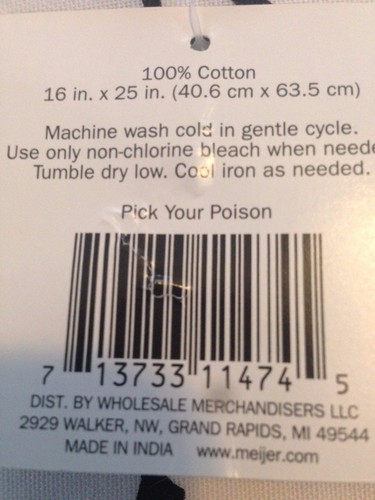 Halloween Kitchen Bar Towel - Spiders - Pick your Poison - 2 Pack NEW 16" x 25" - Picture 3 of 3