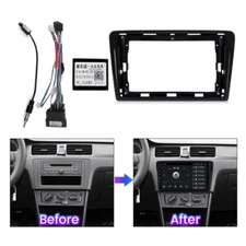 9'' Car Stereo Radio Fascia Trim Frame Bezel Harness Wire for VW Santana 2013~17