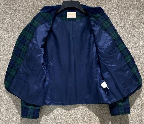 Vintage Pendleton Womens Blue Wool Plaid Velvet Trim Blazer Jacket Size 8 USA - Picture 8 of 13
