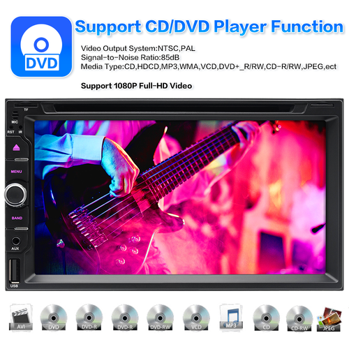 Reproductor de CD DVD estéreo para automóvil Apple 7" doble 2 din radio reproducción para automóvil con cámara de reversa - Imagen 6 de 13