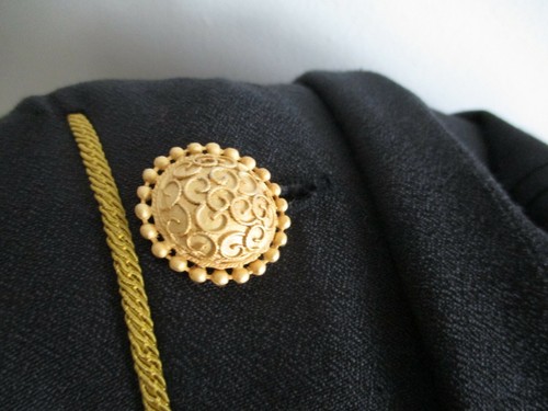 Vintage 1980s Cline Kolarek Navy Gold Tone Military Style Blazer Jacket S - Picture 9 of 9