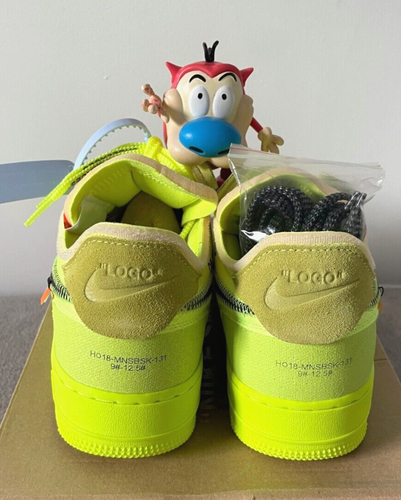 New Nike Air Force 1 Off-White Volt Black 10 MOMA ICA Brooklyn Complex MCA 90 97 - Picture 4 of 6