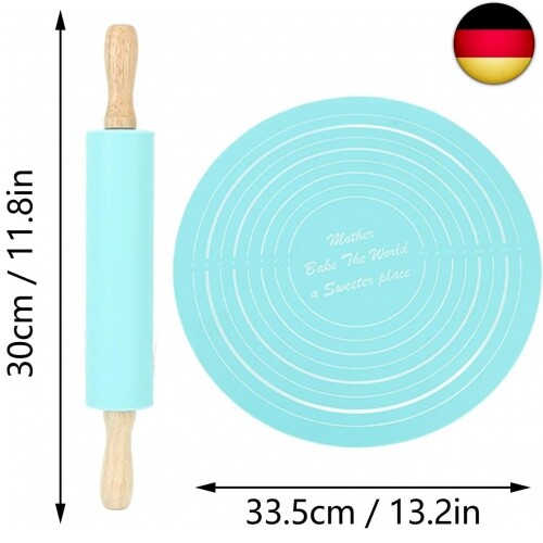 Nudelholz Gebäck Backmatten Set, 33cm Rundes Silikon Teig Knetpad mit 30cm - Bild 2 von 9