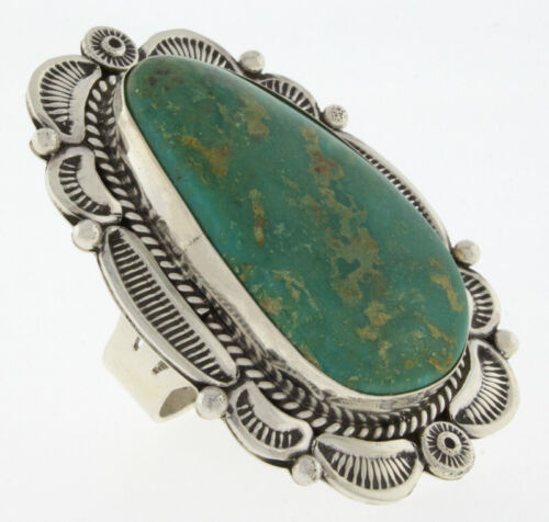 9 - Anillo Turquesa Gema Azul Natural Por Artista Navajo Ella M. Linkin - Imagen 2 de 5