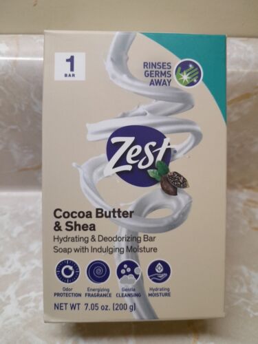 Zest (2-Bars) 7.05 Oz. COCOA BUTTER & SHEA Hydrating Deodorizing Soap. - Picture 2 of 6
