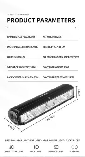 iOhn 3250 Lúmenes Bicicleta Luz Delantera Bicicleta 8000mAh Linterna Carga USB - Imagen 9 de 15