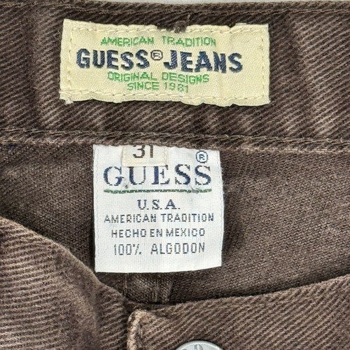 Vintage 90's Guess Jeans USA Brown Straight Leg Size 31 - Picture 3 of 10