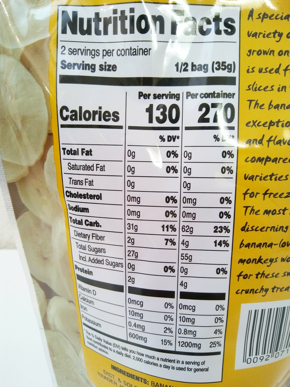 4 Packs Trader Joe's Freeze Dried Banana Slices Unsweetened 2.46 OZ