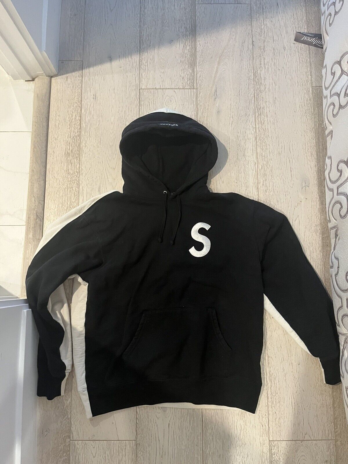 Supreme S Logo Split Hooded Sweatshirt Black Medium pre owned | eBay