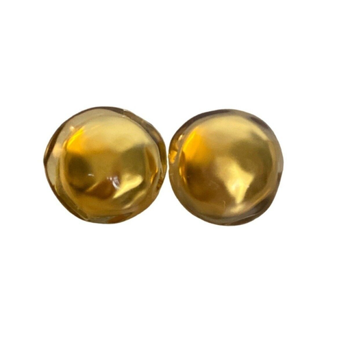 Anne Klein Couture brutalist englobe cabochon resin gold-tone clip-on earrings - Picture 1 of 9