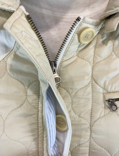 Woolrich Womens Quilted Light Beige Zip Up Winter Jacket Hooded Size L Nylon - Picture 20 of 20