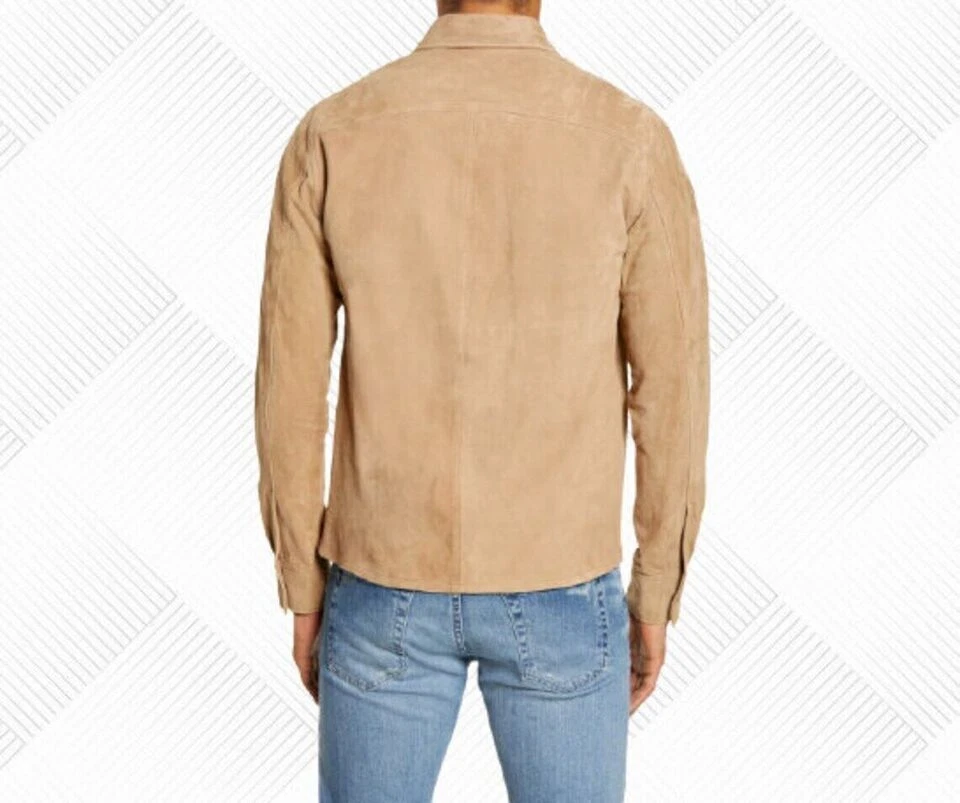 Authentic New Men's Suede Shirt Real Sheepskin Causal Wear Custom Made Shirt - Image 2 of 4