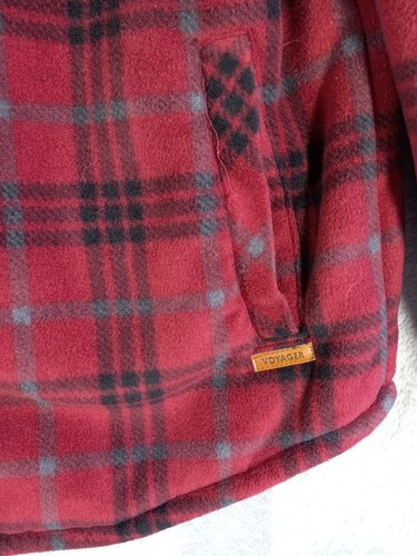 Voyager Fleecejacke Herren Xtra Large XL Flanelljacke Mantel Druckknopf rot kariert - Bild 2 von 9