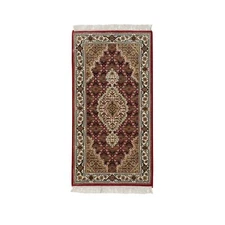 2'x4'2" Red Tebraz Design 100% Wool 175 KPSI Hand Knotted Mat Rug G65083