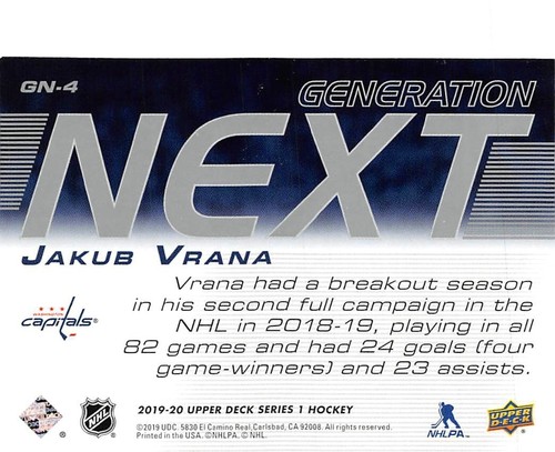 2019-20 Upper Deck Generation Next #GN4 Jakub Vrana - Picture 2 of 2