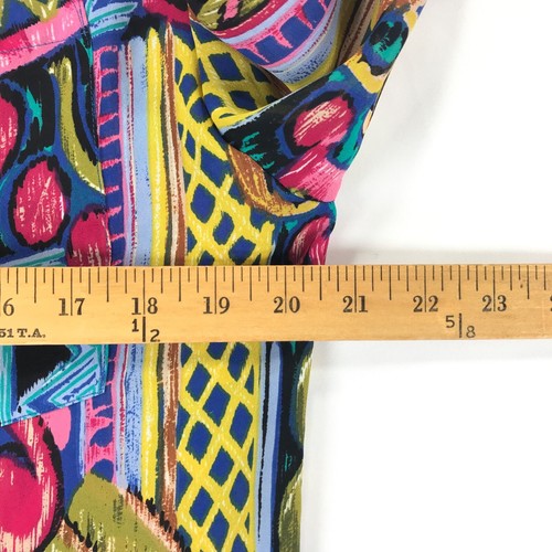 Camisa ligera Tess para mujer M amarilla roja azul poli manga larga abotonada - Imagen 5 de 7