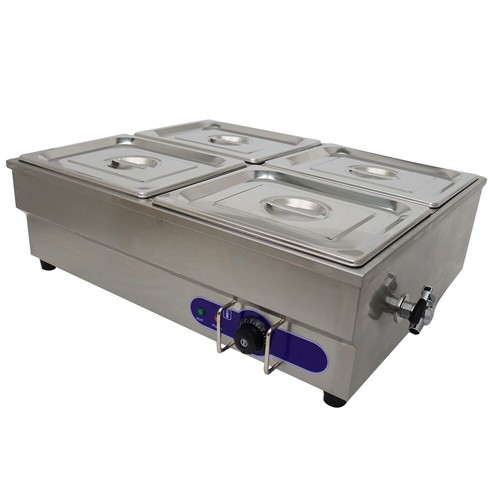 Open box! 4 Pans Buffet Food Warmer Squarish Bain-marie Food Warmer 4" Deep 110V - Picture 3 of 16