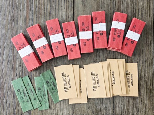 Vintage PENNY Münzrollenverpackungen von BLOCK & Company 200 plus Papierverpackungen