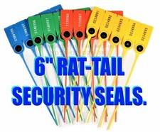 SECURITY SEALS 6” RAT-TAIL (PULL-TIGHT)  HIGHER-SECURITY, 50 SEALS 😀 COLORS 😀