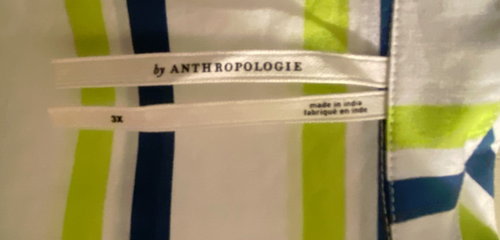 Anthropologie Boho Hemdblusenkleid grün blau weiß Knopfleiste Plus 3X 4X 5X Oversize - Bild 3 von 8