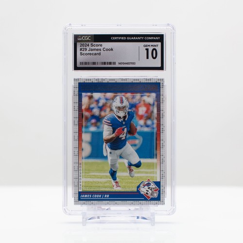 Football 2024 James Cook #29 Panini SCORE NFL Scorecard CGC 10 gemme ottime condizioni - Foto 2 di 4