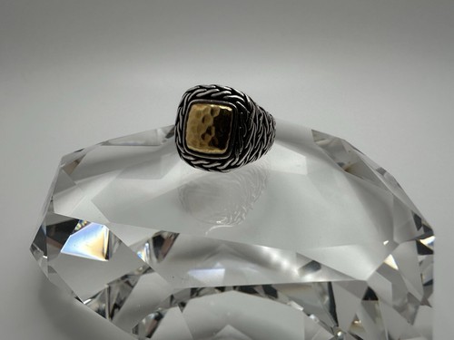 Anello John Hardy Palu in argento sterling 22 carati martellato misura 7,25 - Foto 9 di 14