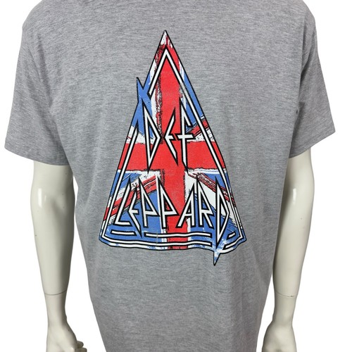 Def Leppard Triangle Logo Men's XL Short Sleeve Crew-Neck Gray T Shirt - Picture 4 of 9