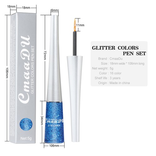Colorful Glitter Waterproof Eyeshadow Liquid Eyeliner Shimmer Metallic Eye liner - Picture 3 of 23