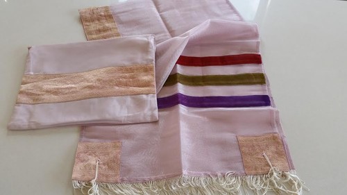 Organza Women Tallit Tallis Talit PINK WHITE Kosher Israel Great for Bat Mitzvah - Picture 1 of 2