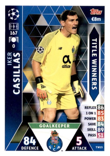 2018-19 Topps Match Attax UEFA Champions League #TW15 Iker Casillas Title Winner - Picture 1 of 2