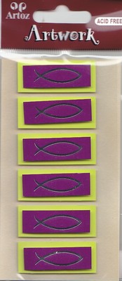 Artoz-3D Sticker-Artwork-Kommunion-Konfirmation-Taufe-Fische-grün/magenta-50-21