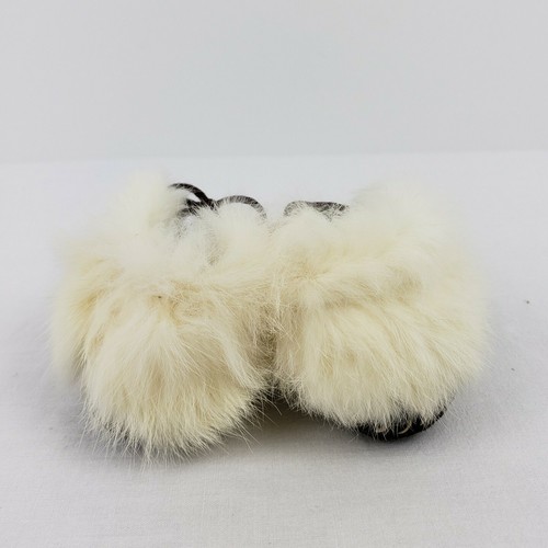 Vintage Suede Leather Kids  Moccasins OGLALA SIOUX Laced Handmade Rabbit Fur - Picture 4 of 7
